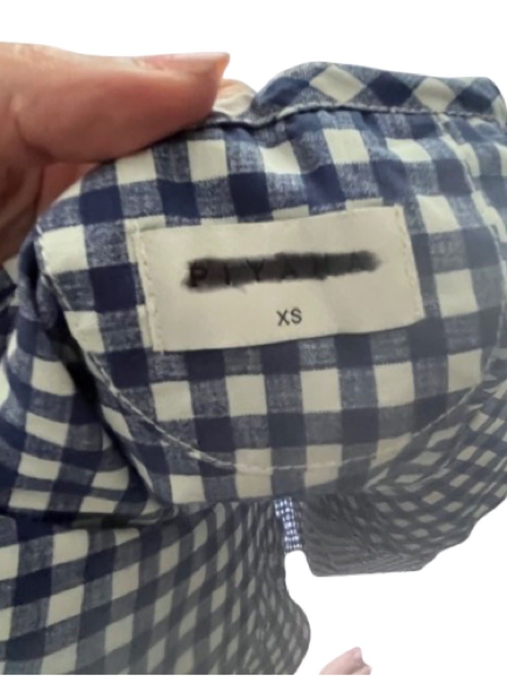 Gingham Short-Sleeve Pajama Set in Navy and White - Picture 12 of 12